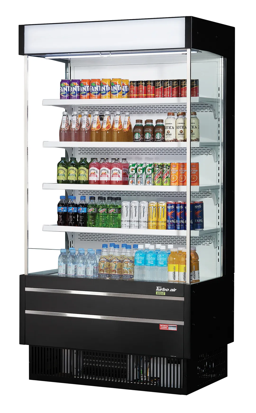 Turbo Air TOM-40SEW(B)-N 39" Vertical Open Air Merchandiser, Specify Exterior, Self-Contained, 4 Shelves