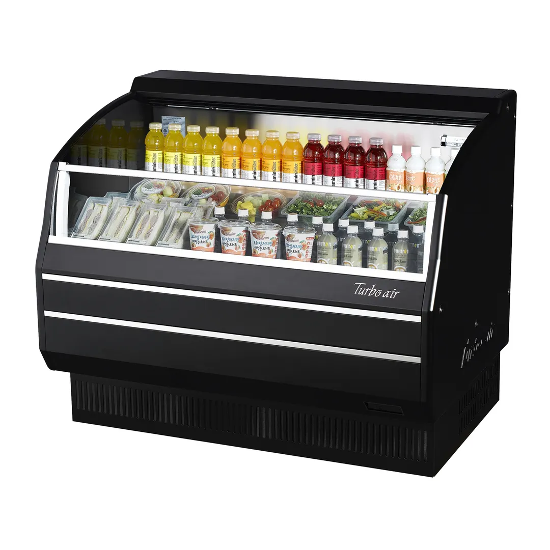 Turbo Air TOM-50SB-SP(-A)-N 50" Horizontal Open Air Merchandiser in Black, Self-Contained, 3 Shelves