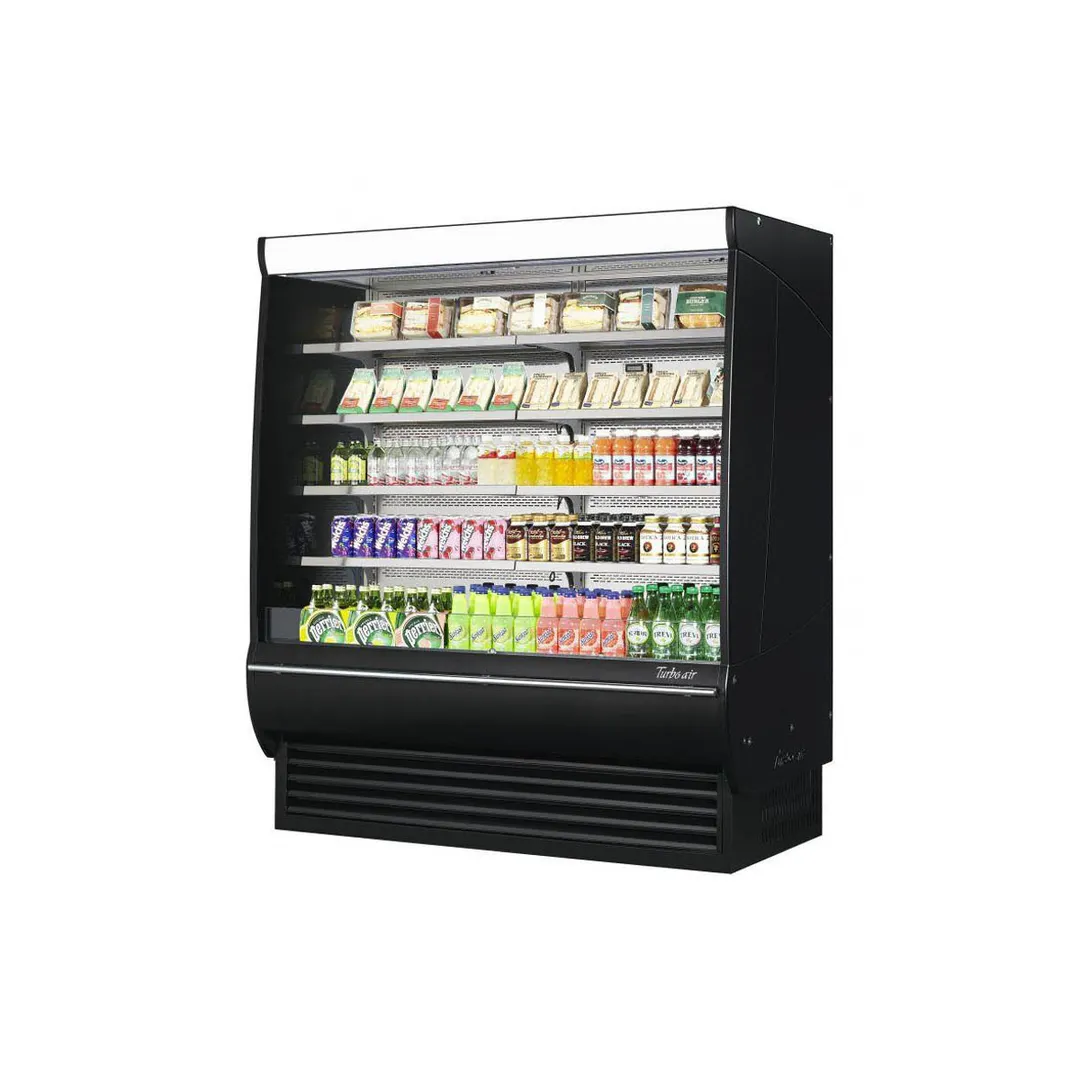 Turbo Air TOM-72DXB-SP(-A)-N 68" Vertical Open Air Merchandiser in Black, Self-Contained, 4 Shelves, 34.1 cu ft.