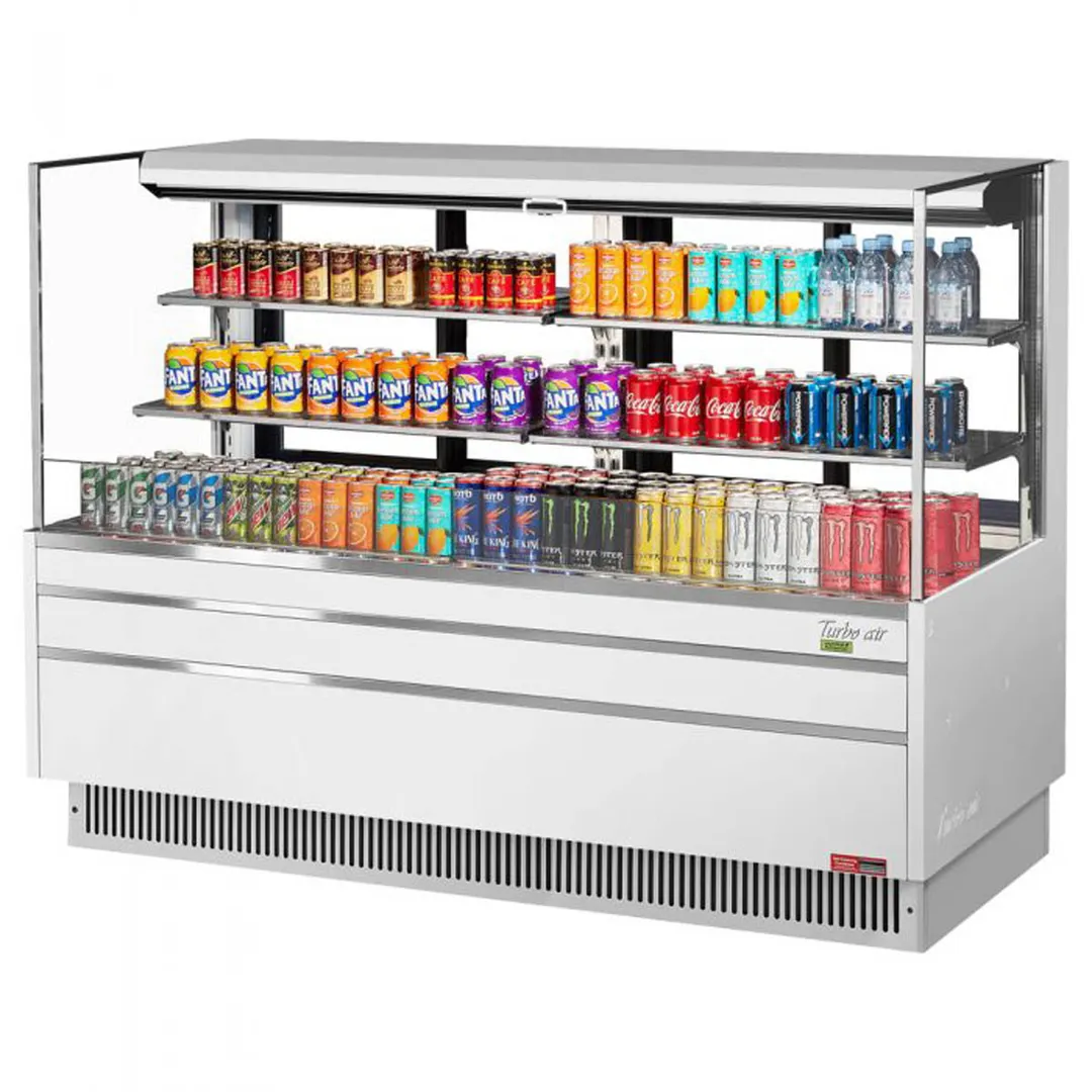 Turbo Air TOM-72L-UFD-W(B)-3S-N 70" Horizontal Open Air Merchandiser, Self-Contained, 2 Shelves