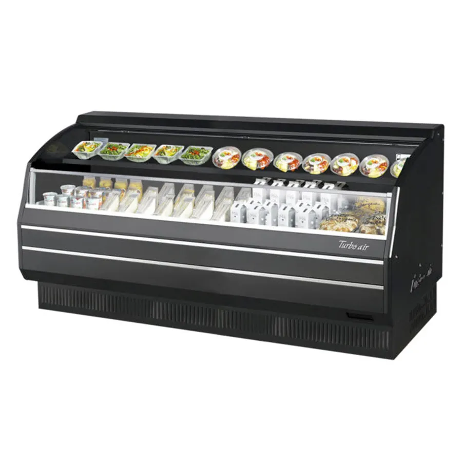 Turbo Air TOM-75LB-SP(-A)-N 75" Horizontal Open Air Merchandiser in Black, Shelf-Contained, 2 Shelves