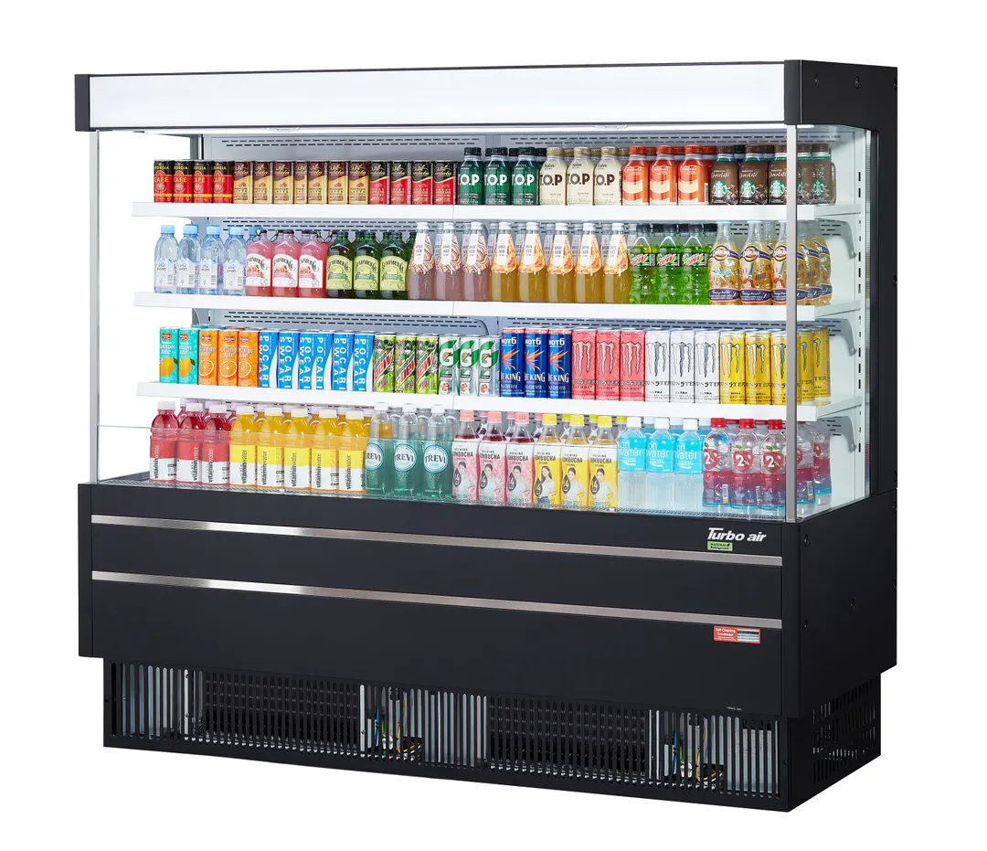 Turbo Air TOM-75MSEW(B)-N 76" Vertical Open Air Merchandiser, Self-Contained, 3 Shelves