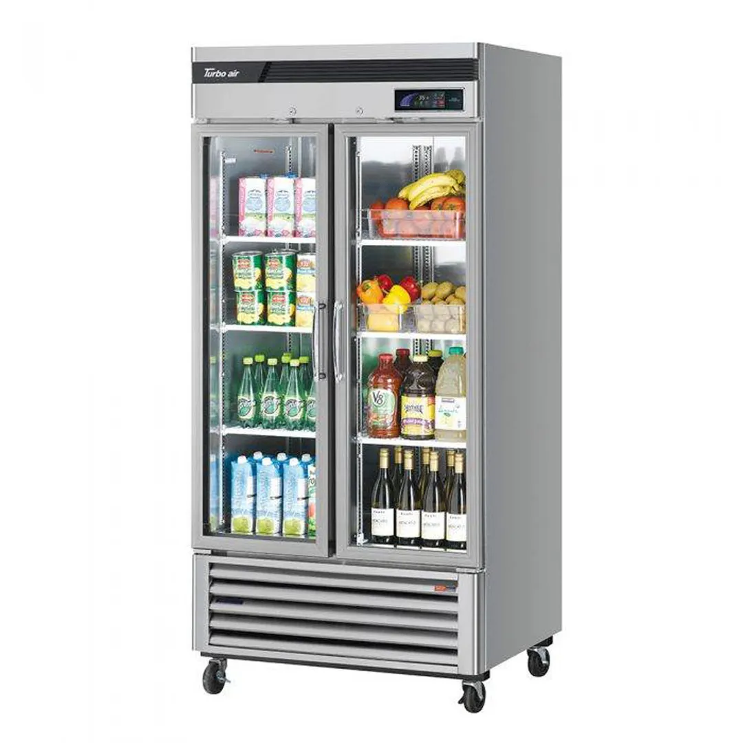 Turbo Air TSR-35GSD-N 39" 2-Glass Door Merchandiser Refrigerator, 29.19 cu. ft., Black LED Low‑E Glass