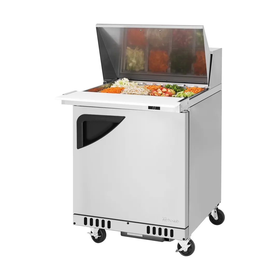 Turbo Air TST-28SD-12-FB-N 27" 1-Door Mega Top Sandwich and Salad Prep Table, 12 Pans, Stainless Steel