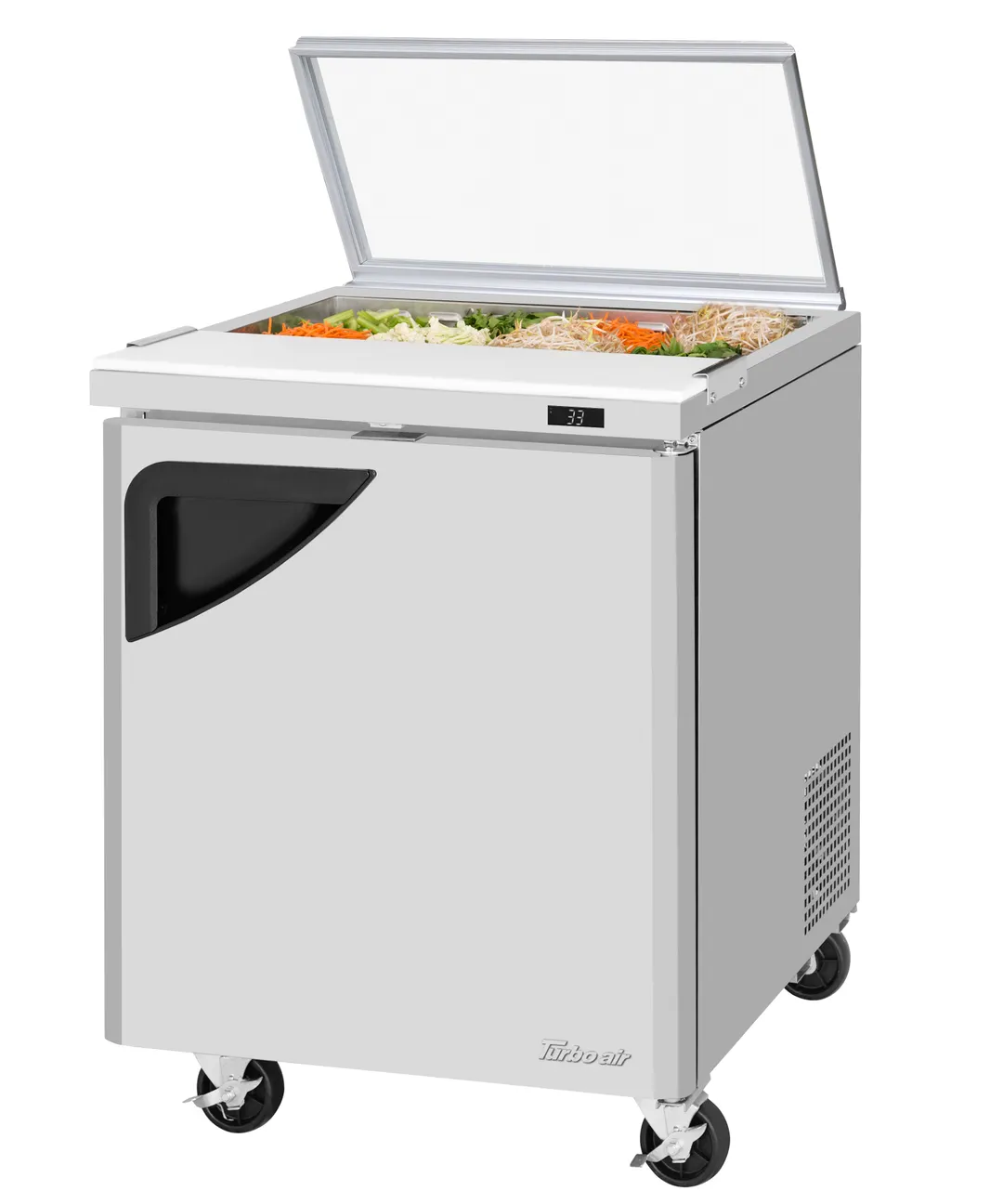 Turbo Air TST-28SD-N-GL 28" One Section Sandwich / Salad Prep Table w/ 1 Door, 8 Pans