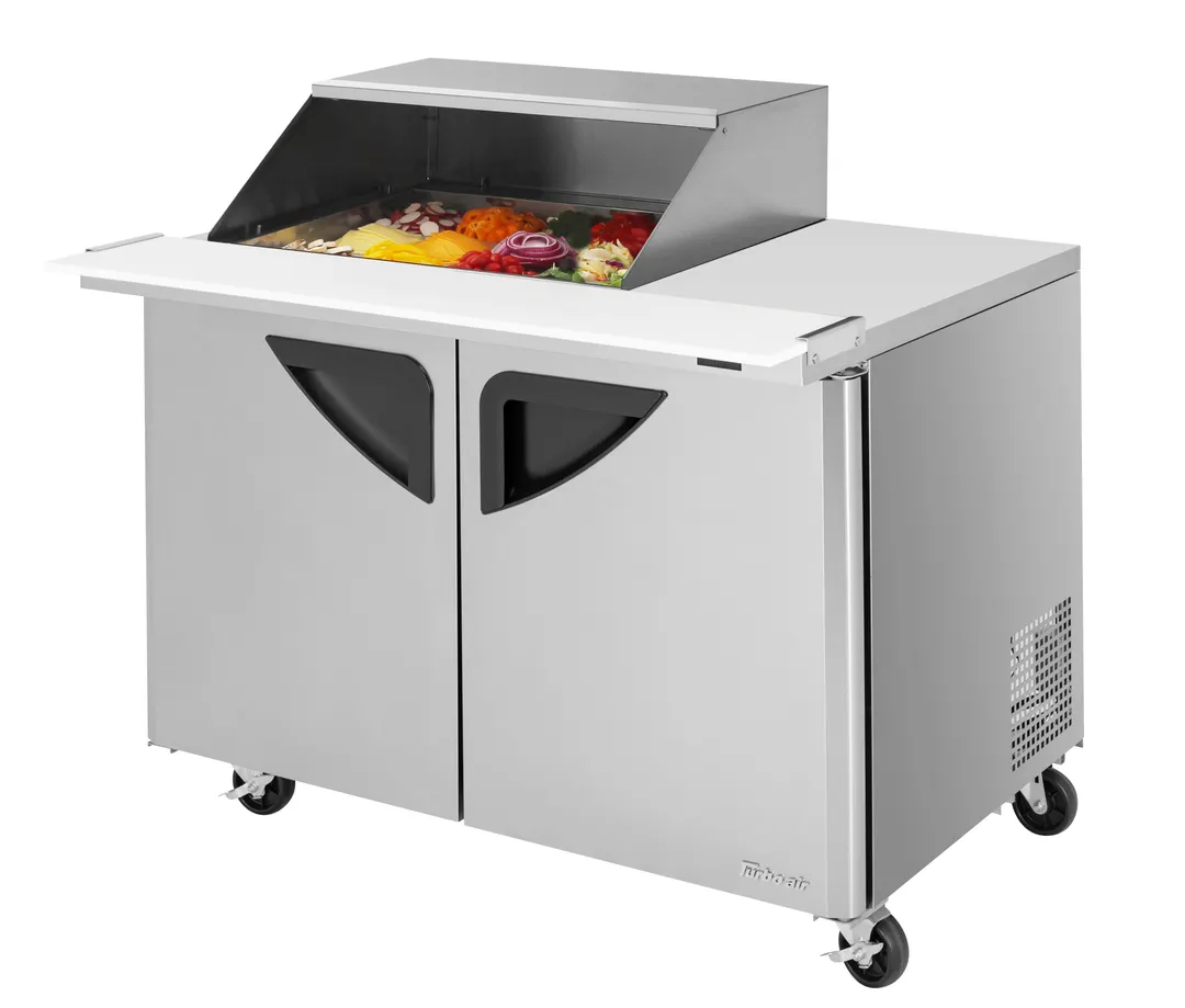 Turbo Air TST-48SD-12M-N-SL(-LW) 48" Mega Top Sandwich/Salad Prep Table w/ 2 Doors, 12 Pans