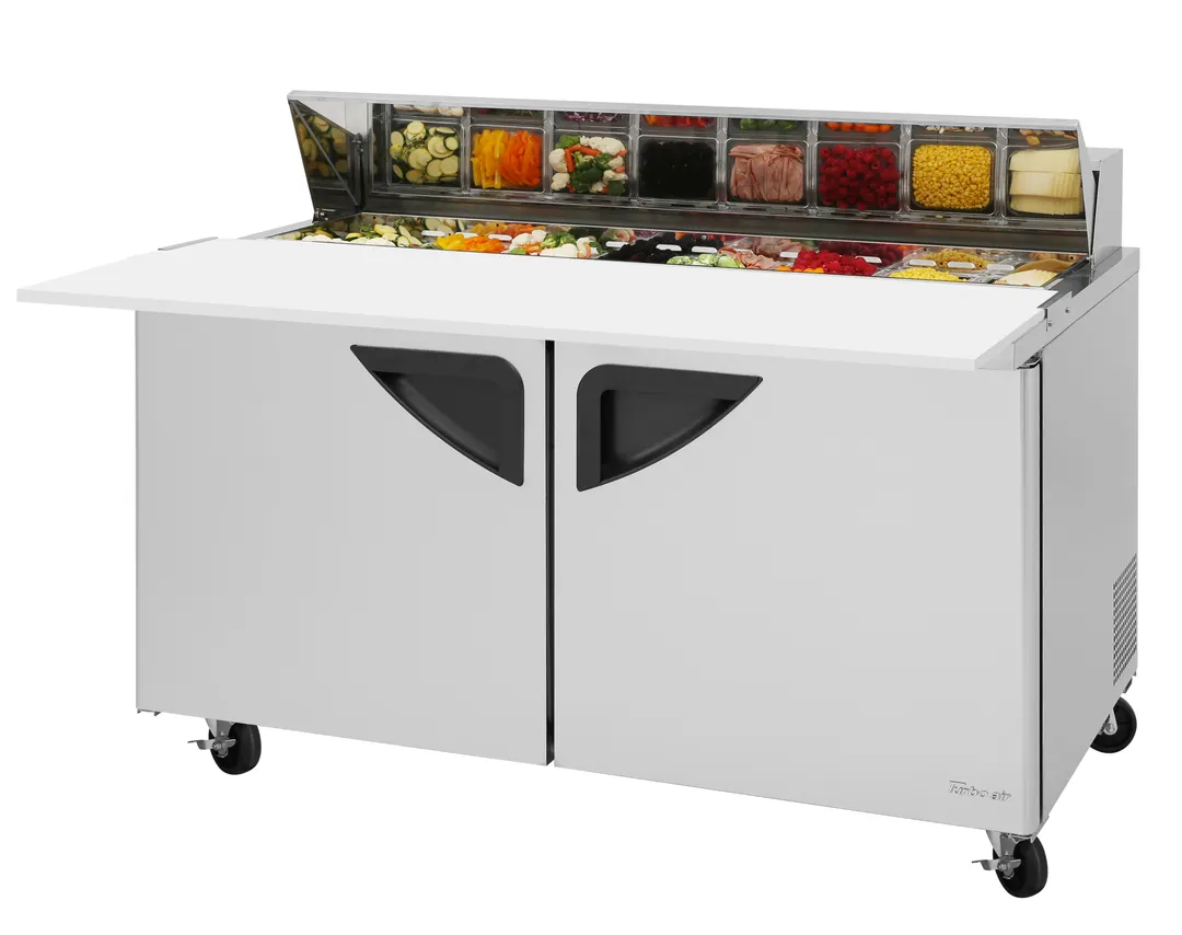 Turbo Air TST-60SD-16-N 60" 2-Door Sandwich and Salad Prep Table, 16 Pans, Stainless Steel