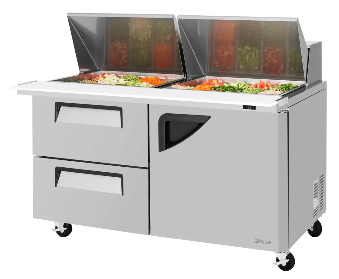 Turbo Air TST-60SD-24-D2R-N 60" Mega Top Sandwich and Salad Prep Table w/ 2 Drawers & 1 Door, 24 Pans