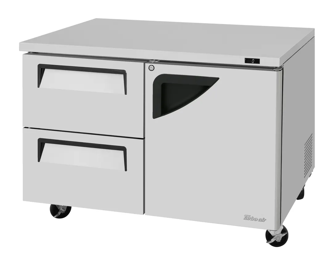 Turbo Air TUF-48SD-D2R-N 48" 2-Section Undercounter Freezer w/ 2 Drawers & 1 Door, 12 cu. ft.