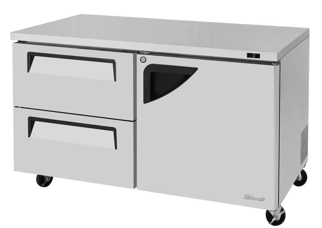 Turbo Air TUF-60SD-D2R-N 60" 2-Section Undercounter Freezer w/ 2 Drawers & 1 Door, 17 cu. ft.