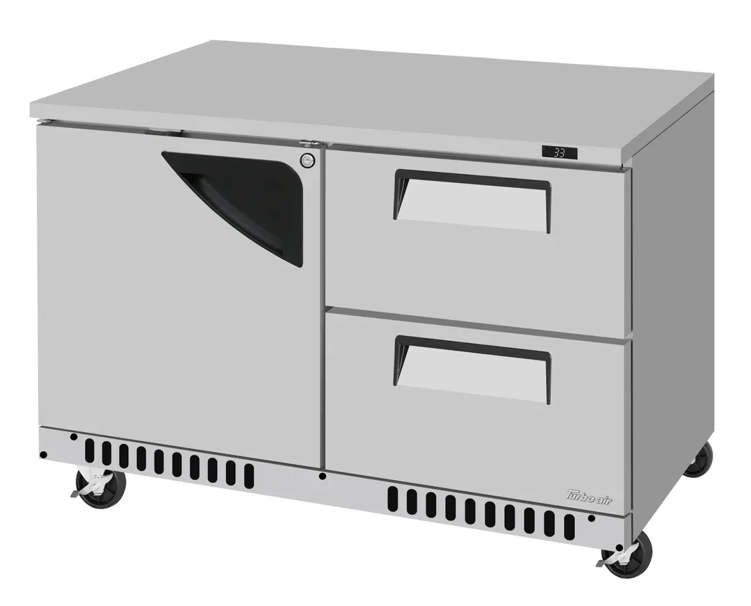 Turbo Air TUR-48SD-D2R(L)-FB-N 48" 1-Door 2-Drawer Undercounter Refrigerator, Front Breathing, 11.1 cu ft.