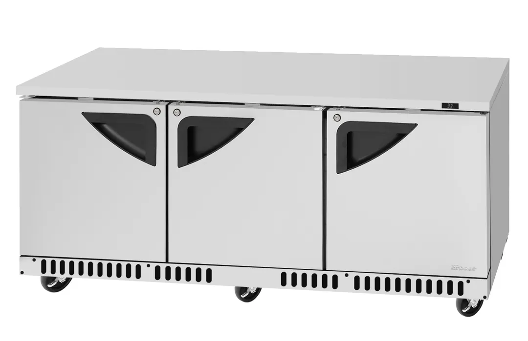 Turbo Air TUR-72SD-FB-N 72" 3-Section Undercounter Refrigerator w/ 3 Doors, 17.6 cu. ft.
