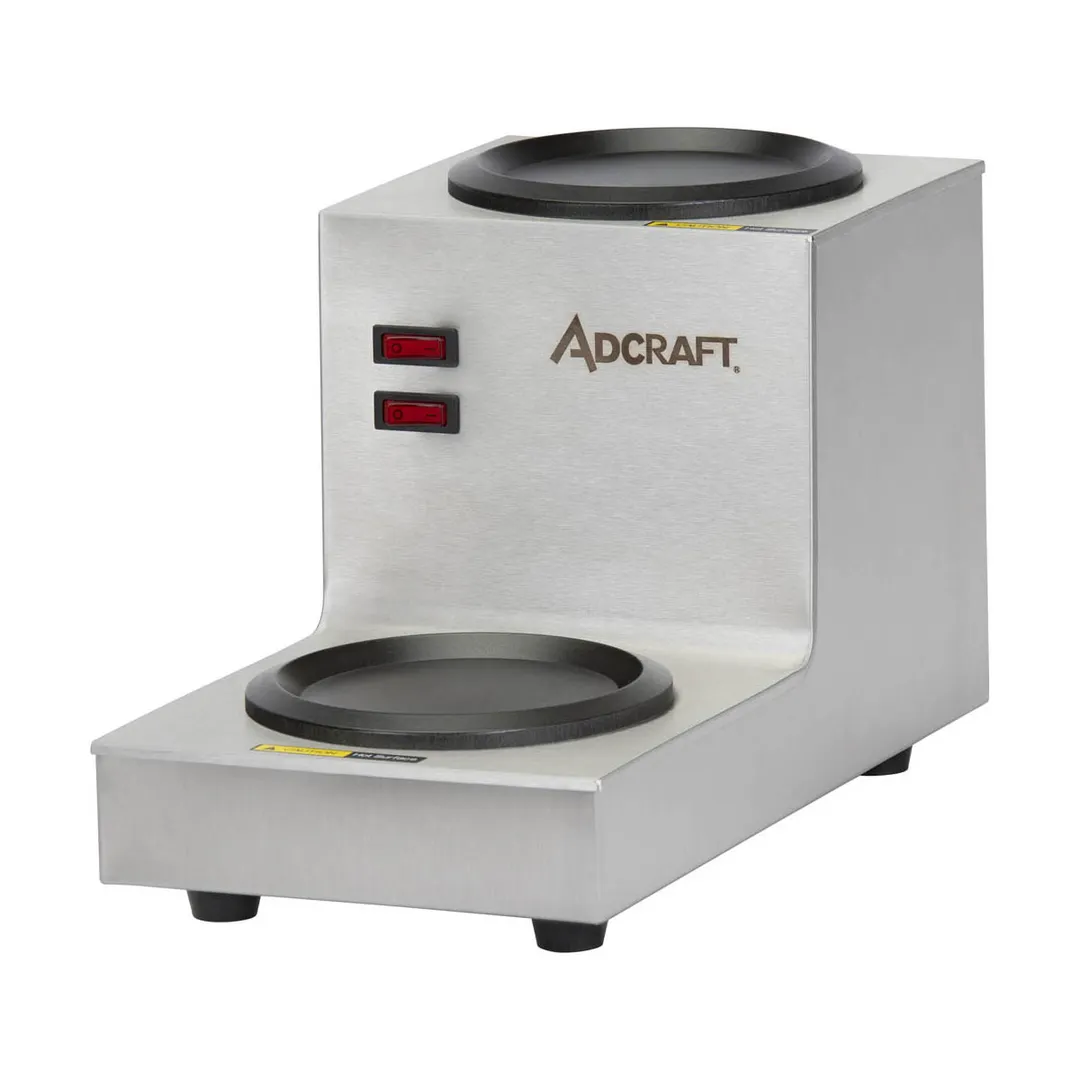 Adcraft TWP Step Up Warmer Plate w/ (2) Warmers, Manual On/off Switch (for Each Brewer) / 500W-120V