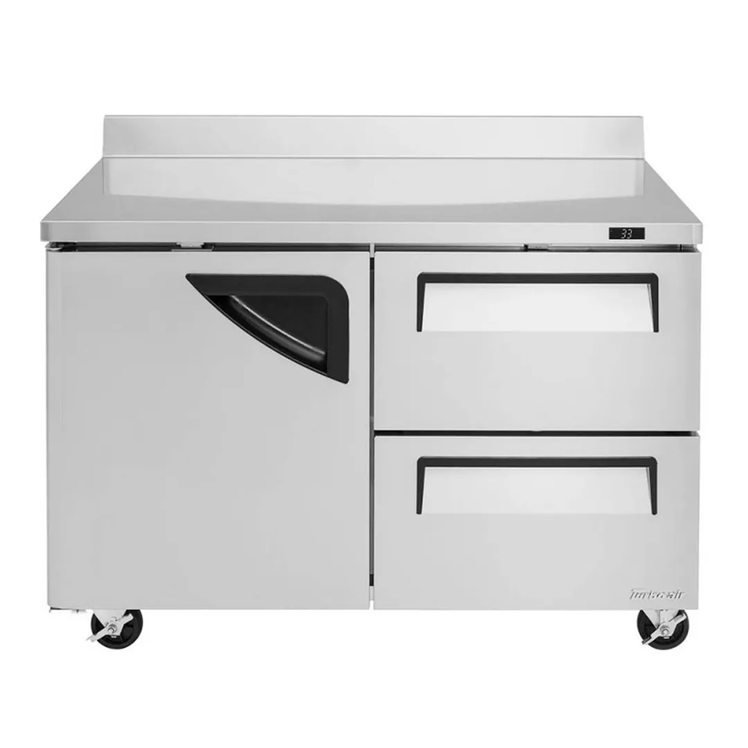 Turbo Air TWR-48SD-D2-N 48" 2-Section Worktop Refrigerator w/ 1 Door & 2 Drawers, 12 cu. ft.