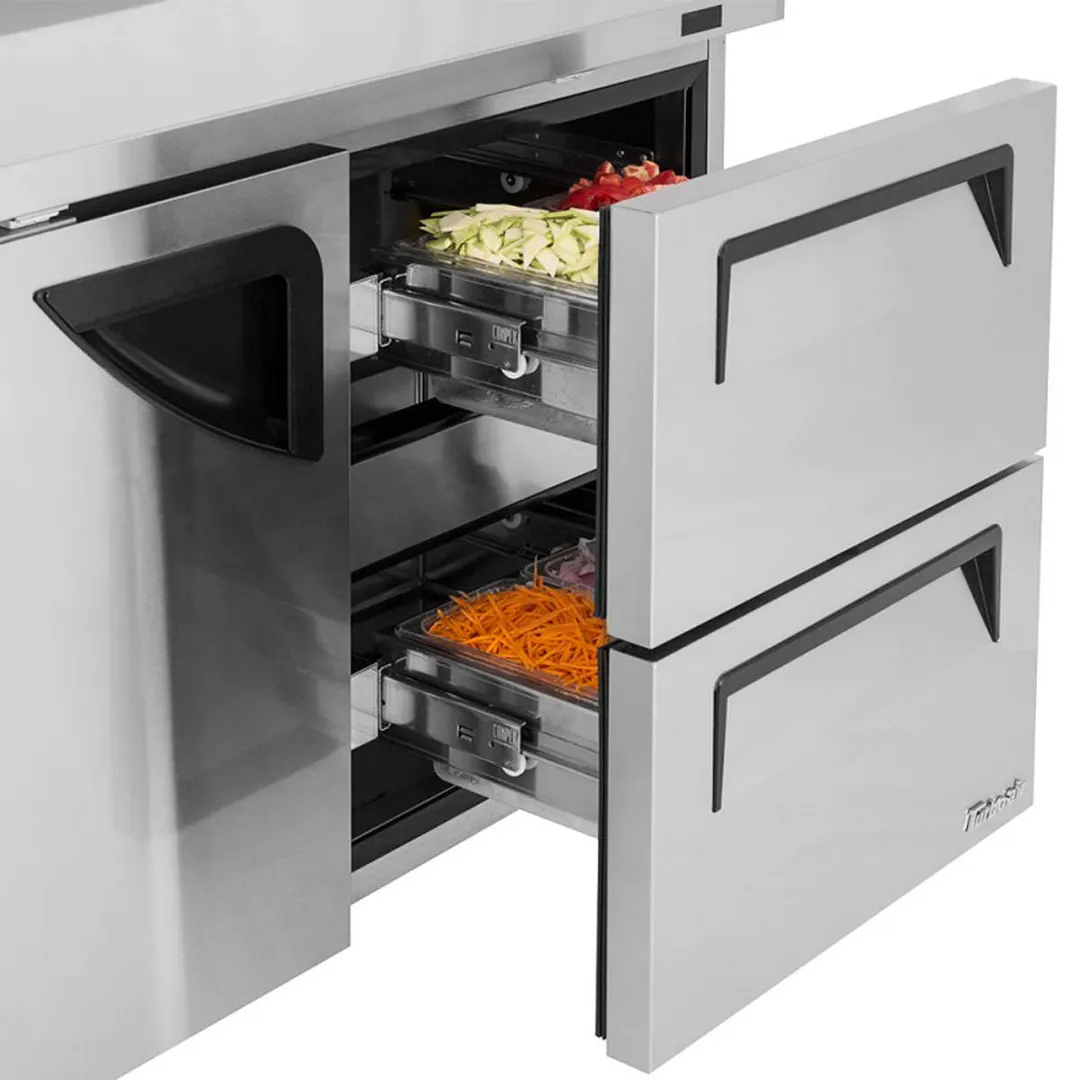 Turbo Air TWR-48SD-D2-N 48" 2-Section Worktop Refrigerator w/ 1 Door & 2 Drawers, 12 cu. ft.