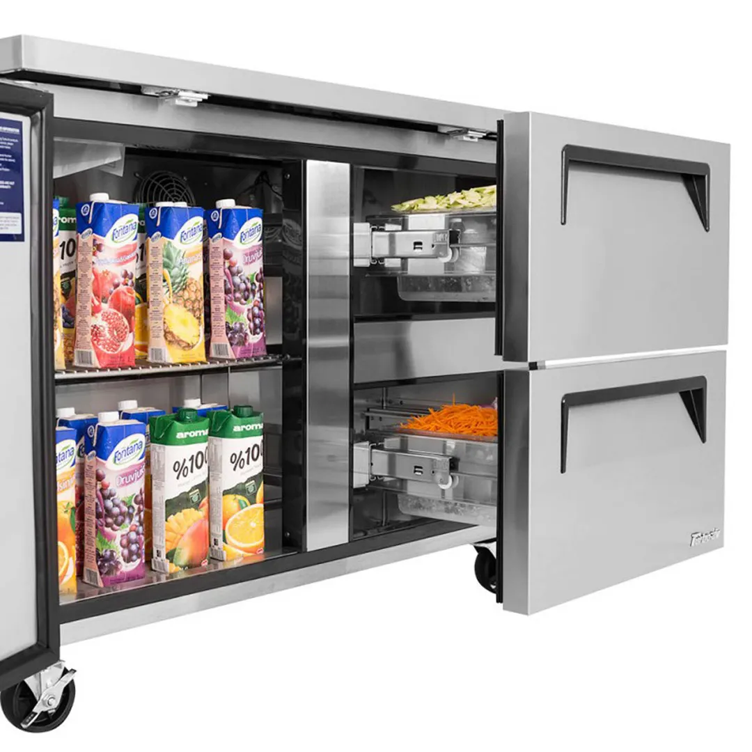 Turbo Air TWR-48SD-D2-N 48" 2-Section Worktop Refrigerator w/ 1 Door & 2 Drawers, 12 cu. ft.