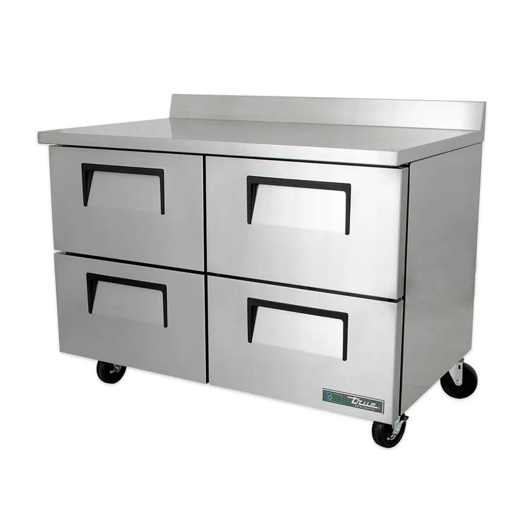 True TWT-48D-4-HC 48" 2-Section Worktop Refrigerator w/ 4 Drawers, Rear Mounted