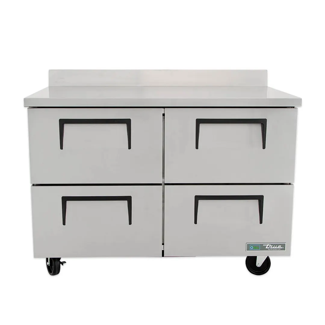 True TWT-48D-4-HC 48" 2-Section Worktop Refrigerator w/ 4 Drawers, Rear Mounted