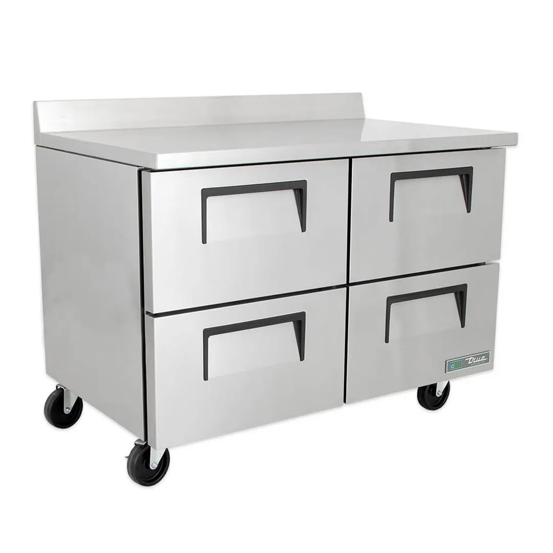 True TWT-48D-4-HC 48" 2-Section Worktop Refrigerator w/ 4 Drawers, Rear Mounted