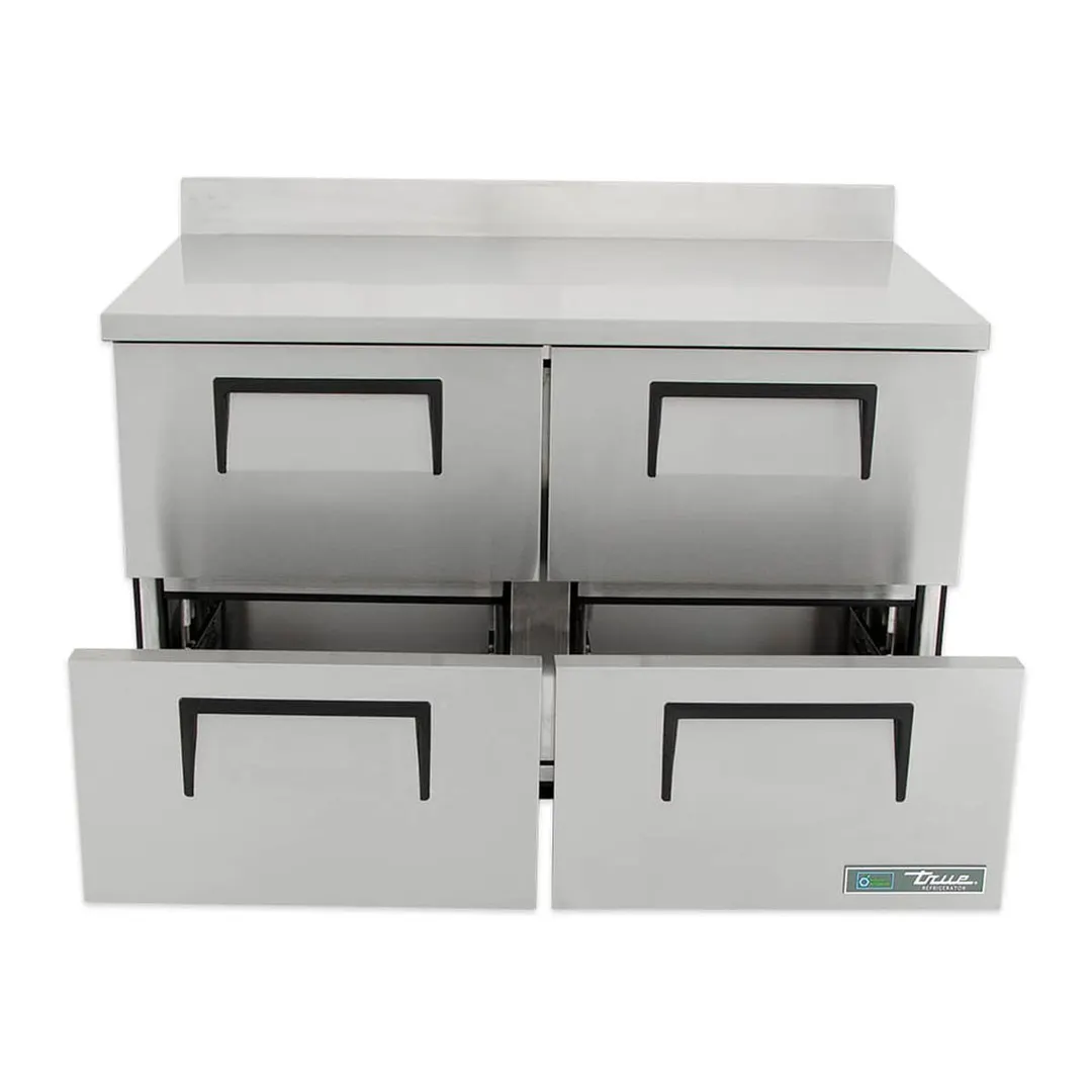 True TWT-48D-4-HC 48" 2-Section Worktop Refrigerator w/ 4 Drawers, Rear Mounted