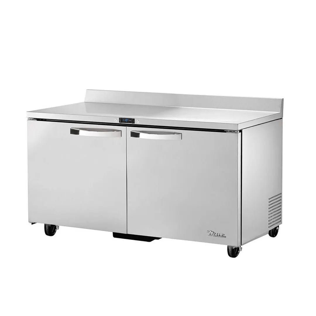 True TWT-60F-HC~SPEC3 60" 2-Section Worktop Freezer w/ 2 Solid Doors, All Stainless Steel