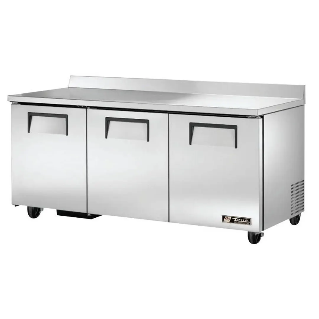 True TWT-72-HC 72" 3-Section Worktop Refrigerator w/ 3 Doors, Rear Mounted