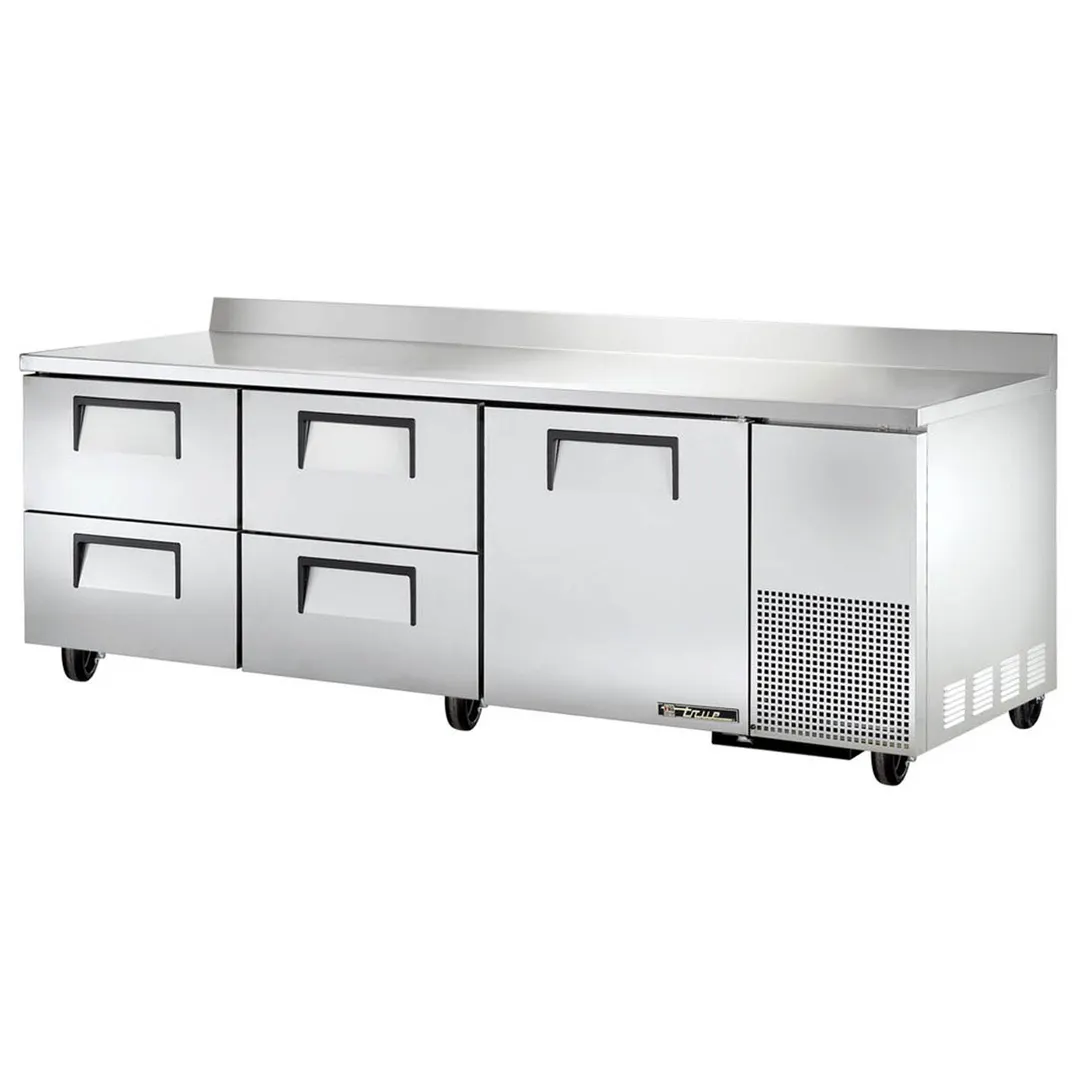 True TWT-93D-4-HC 93" 3-Section Worktop Refrigerator w/ 4 Drawers & 1 Door
