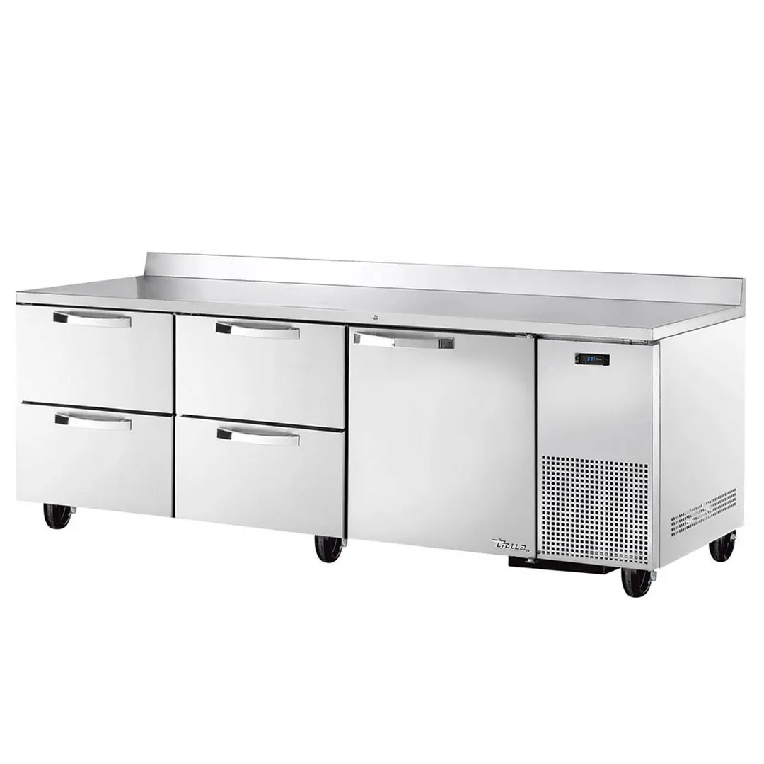 True TWT-93D-4-HC~SPEC3 93" 3-Section Worktop Refrigerator w/ 4 Drawers & 1 Door