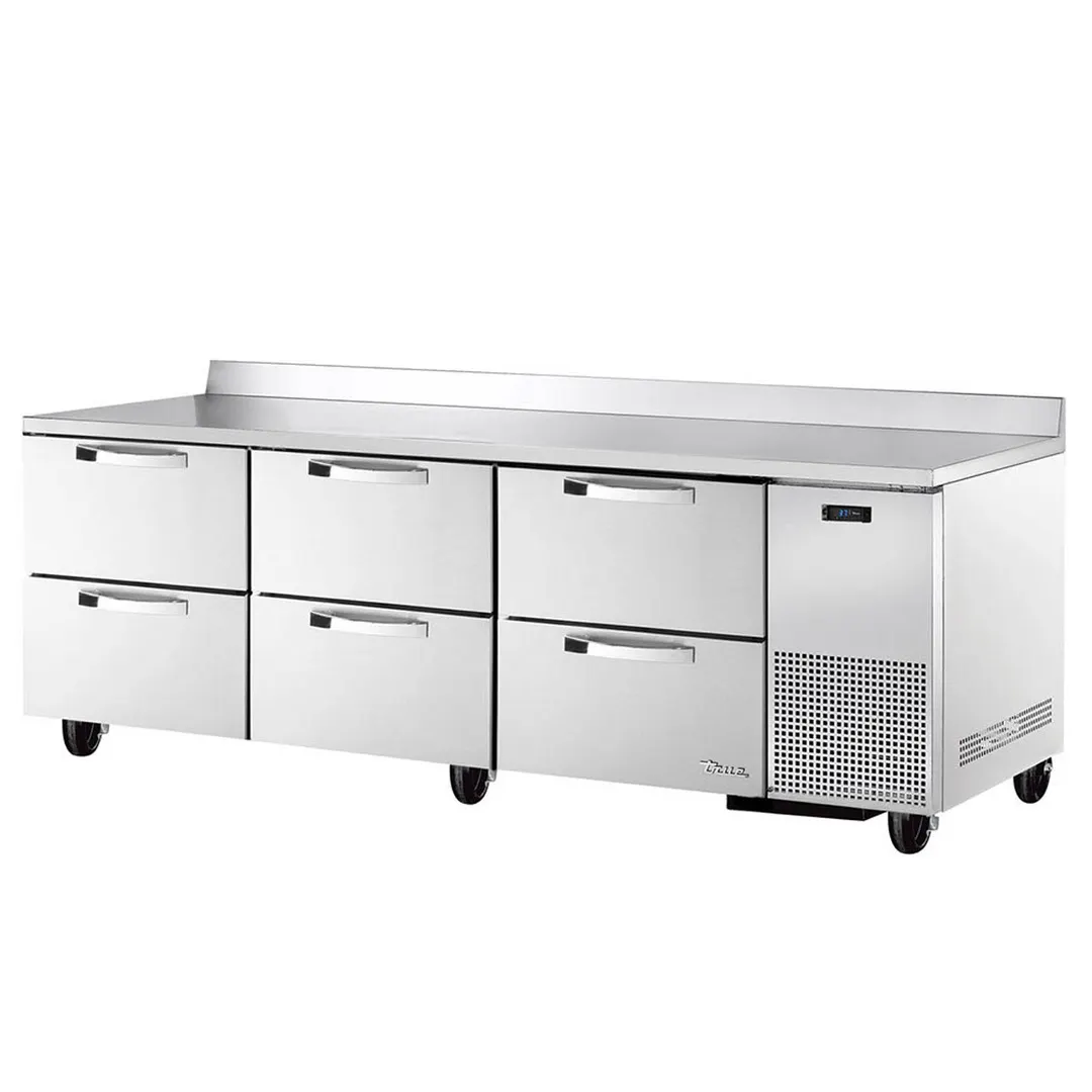 True TWT-93D-6-HC~SPEC3 93" 3-Section Worktop Refrigerator w/ 6 Drawers, Stainless Steel