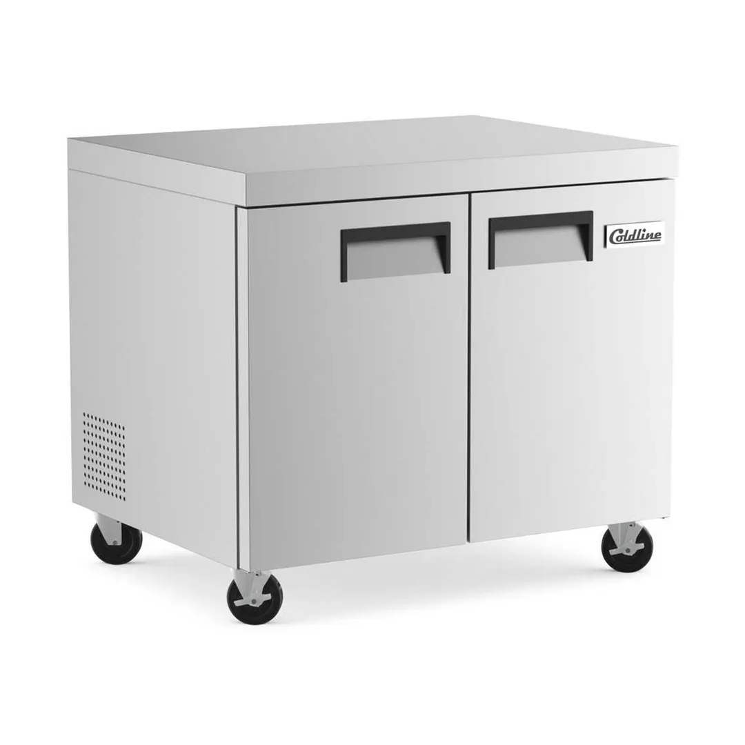 Coldline UC-36F 35" Two Section Undercounter Freezer, Self Contained, 8.5 cu. ft.