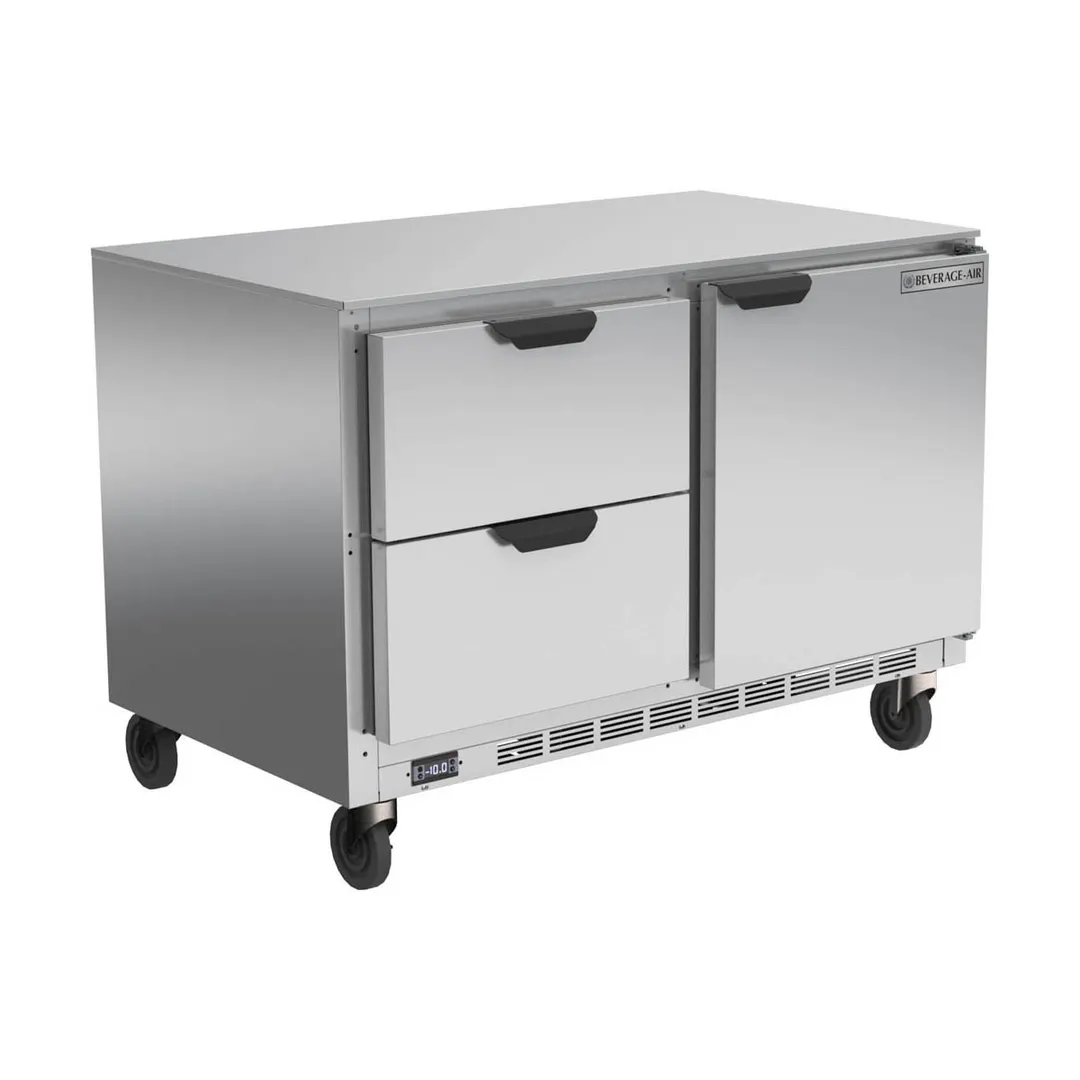 Beverage-Air UCFD48AHC-2 48" 2-Section Undercounter Freezer w/ 2 Drawers & 1 Door