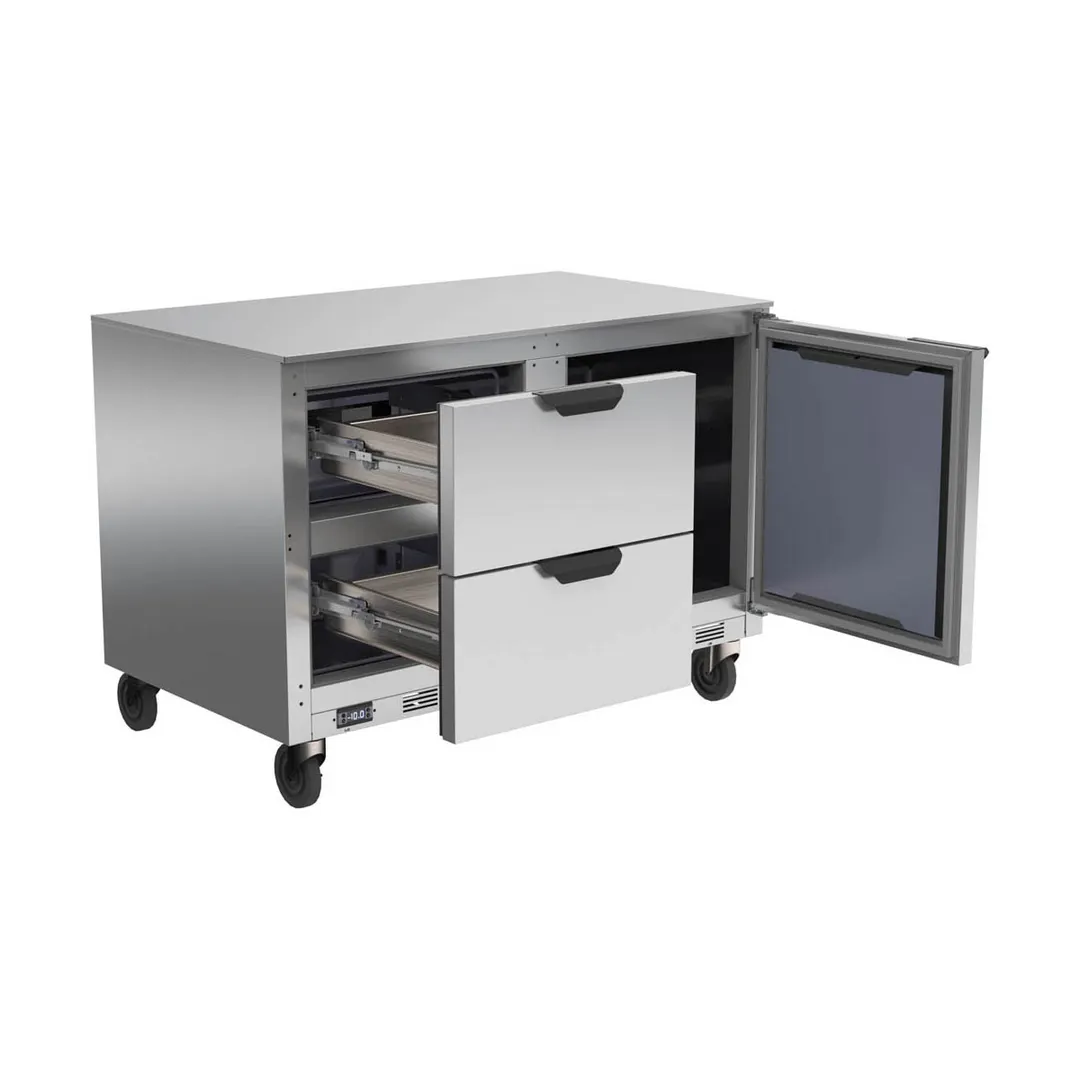Beverage-Air UCFD48AHC-2 48" 2-Section Undercounter Freezer w/ 2 Drawers & 1 Door