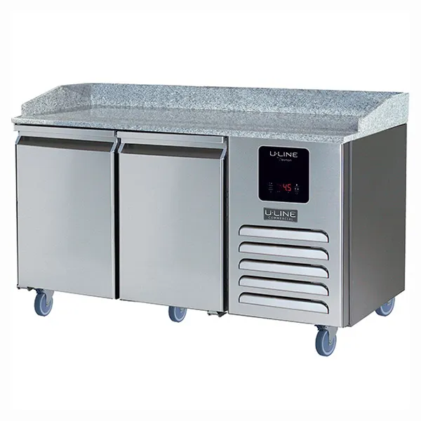 U-Line UCPP466-SS61A 65" Two Section Refrigerated Pizza Prep Table w/ 2 Doors, 14 cu. ft.