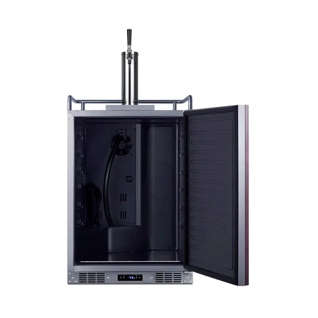 Summit SBC682PNR 24" Keg Cooler, 5.6 cu.ft Stainless, Right-Hand, 1‑Tap, 5 lb CO2 Tank, 115V ETL
