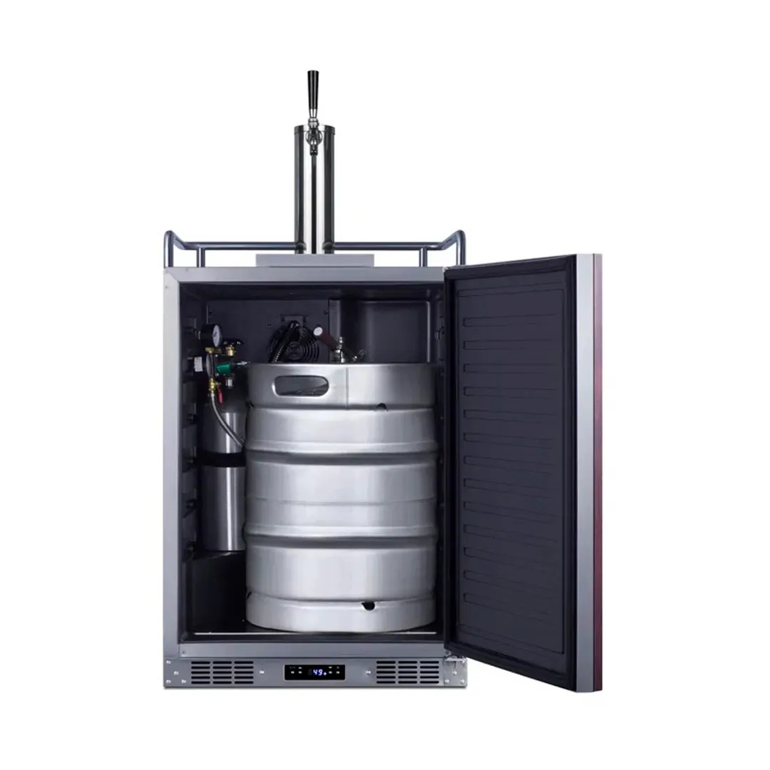 Summit SBC682PNR 24" Keg Cooler, 5.6 cu.ft Stainless, Right-Hand, 1‑Tap, 5 lb CO2 Tank, 115V ETL