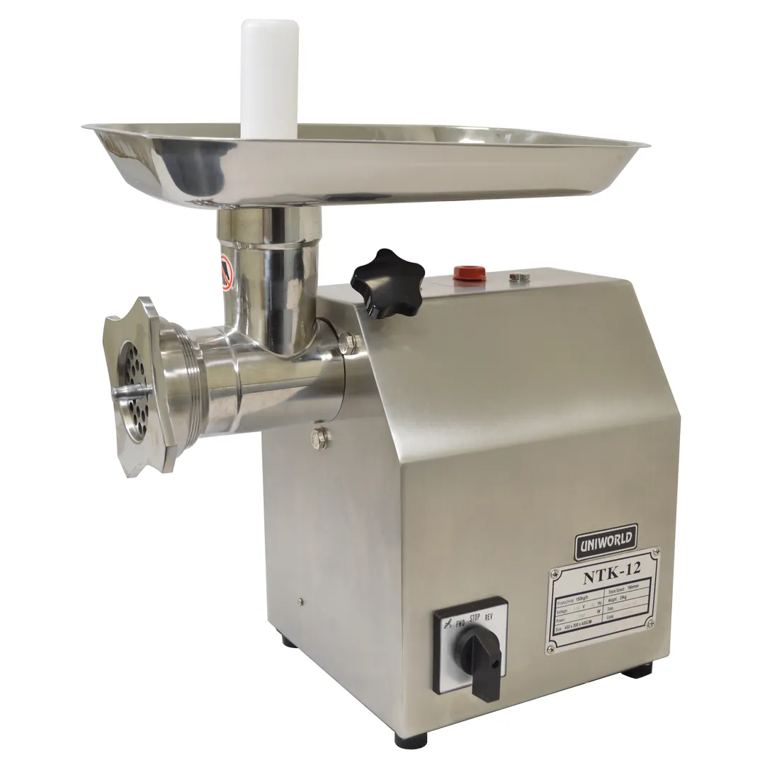 Uniworld NTK-12 Meat Grinder – 1 HP, 1400 RPM Motor, 110V/60Hz, #12 Hub, 1/4" & 3/8" Grinding Plates, Switch