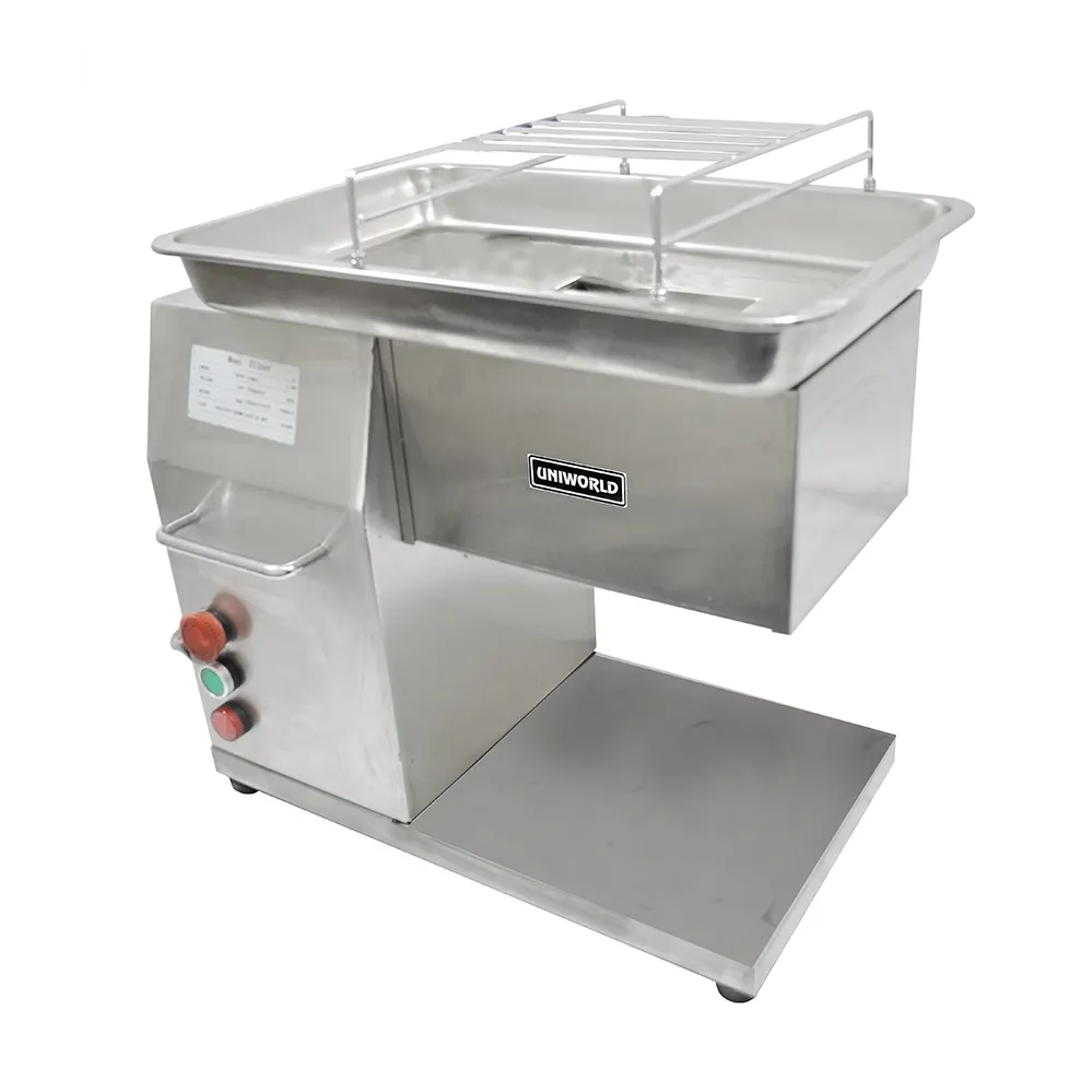 Uniworld UMC500-10 Meat Cutting Machine, 10mm Stainless Steel Blades, 3-1/4" x 5-1/4" Wide Mouth, 1.5 HP 110V