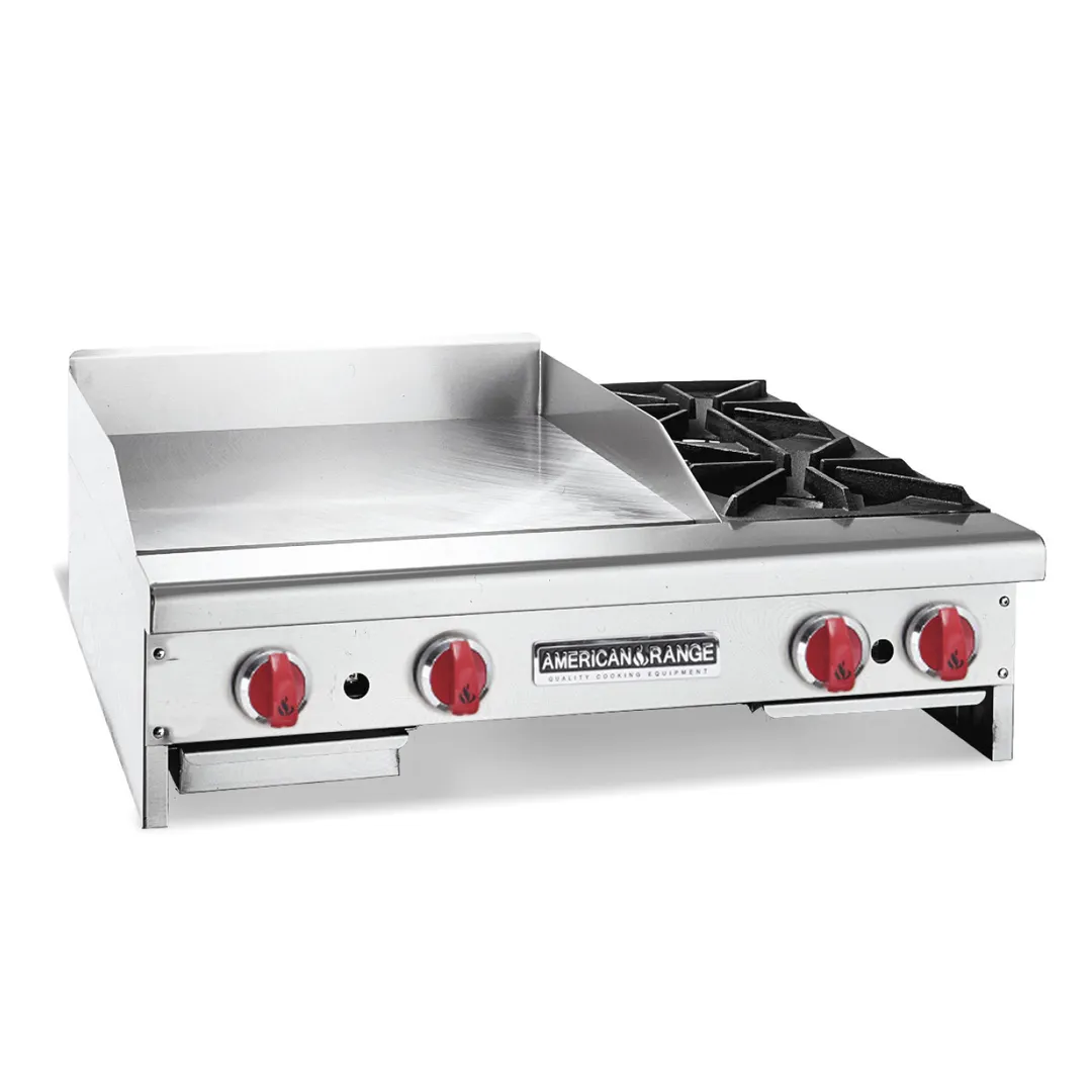 American Range AR60-48G2OB 60" Countertop Gas Griddle/Open Burner Combination, 184.000 BTU