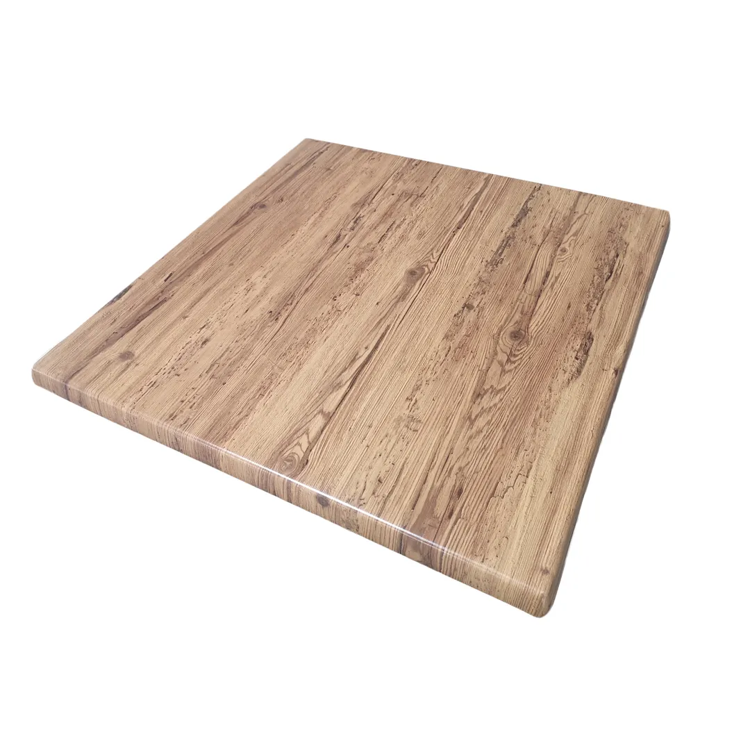 American Tables & Seating ATO2828-201 28" Square Outdoor Laminate Table Top, Aged Pine 