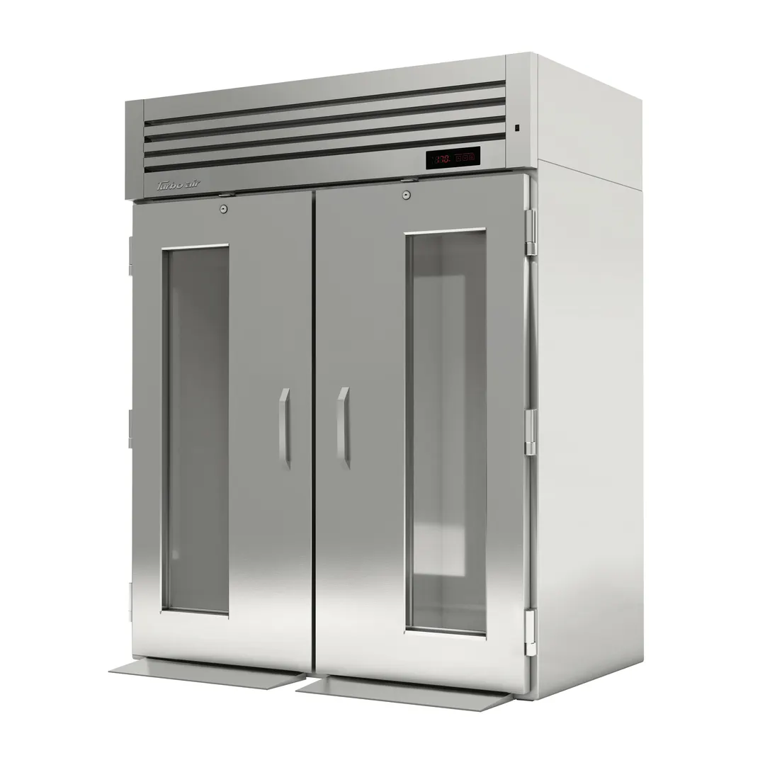 Turbo Air PRO-50H-G-RT 2-Section Roll-Thru Heated Holding Cabinet, 4 Stainless Steel Doors with Glass, 80.22 cu ft Capacity, 3000W