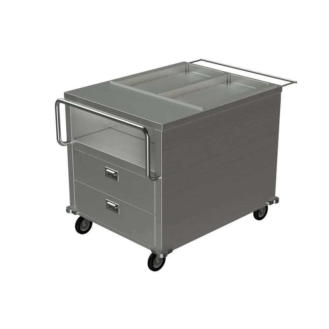 Tarrison TF-TSH23241-KIT 2-Door Solid Cabinet, 16/304 SS Top, Manifold Drain, 5" Casters w/ Brakes