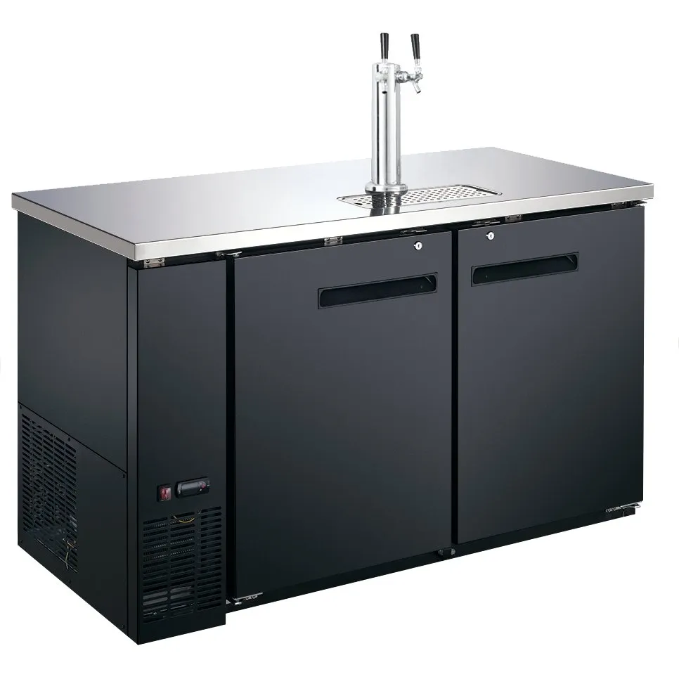U-STAR USBD-5928/2 59" Draft Beer Cooler/Dispenser w/ 19 cu. ft. 2 Half Kegs, 2 Taps