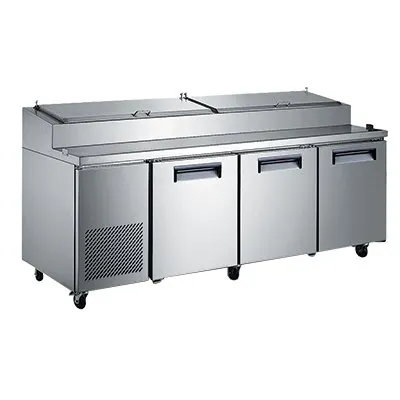 U-STAR USPZ-3D 92" 3-Section Refrigerated Pizza Prep Table w/ 3 Doors, 24 cu. ft.