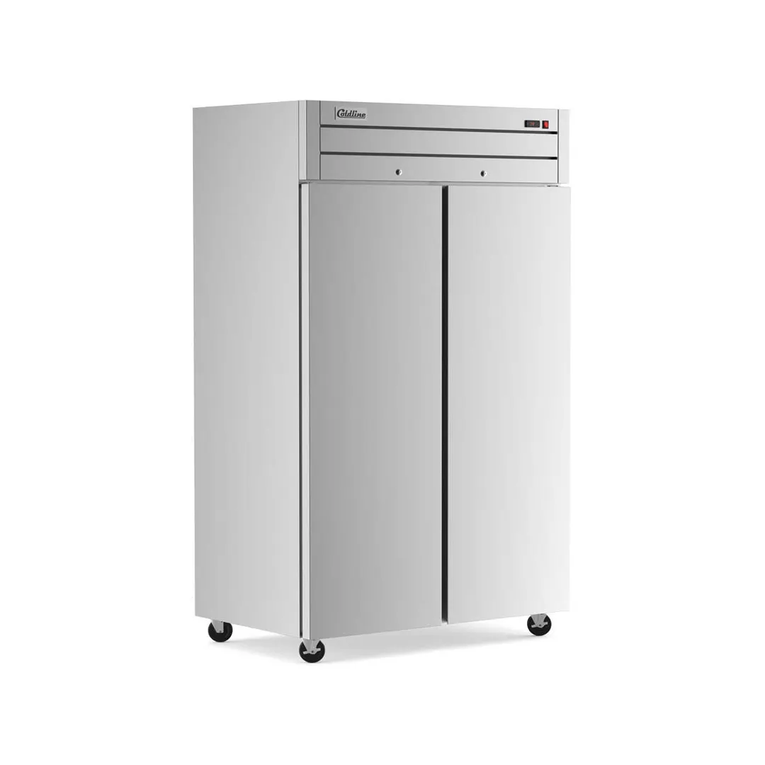 Coldline C-2RR-TM 54" 2-Solid Door Reach-In Refrigerator, 43.93 cu. ft., Top Mounted