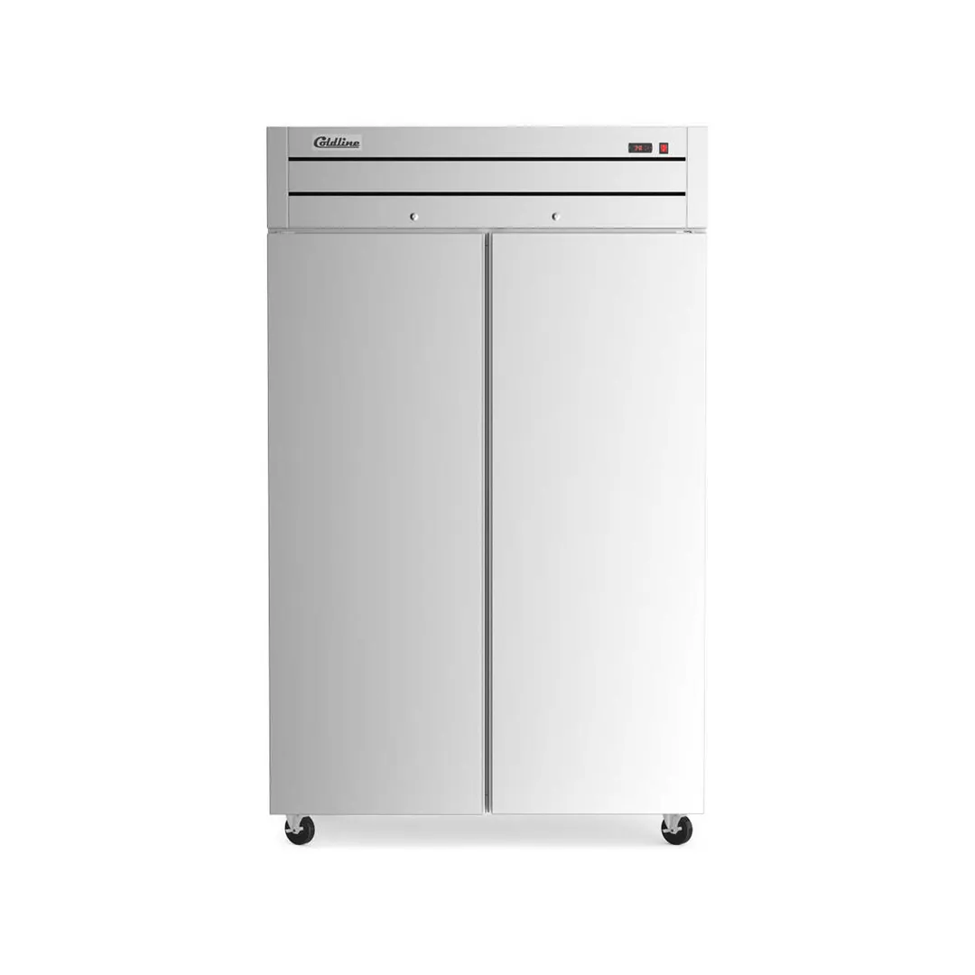 Coldline C-2RR-TM 54" 2-Solid Door Reach-In Refrigerator, 43.93 cu. ft., Top Mounted