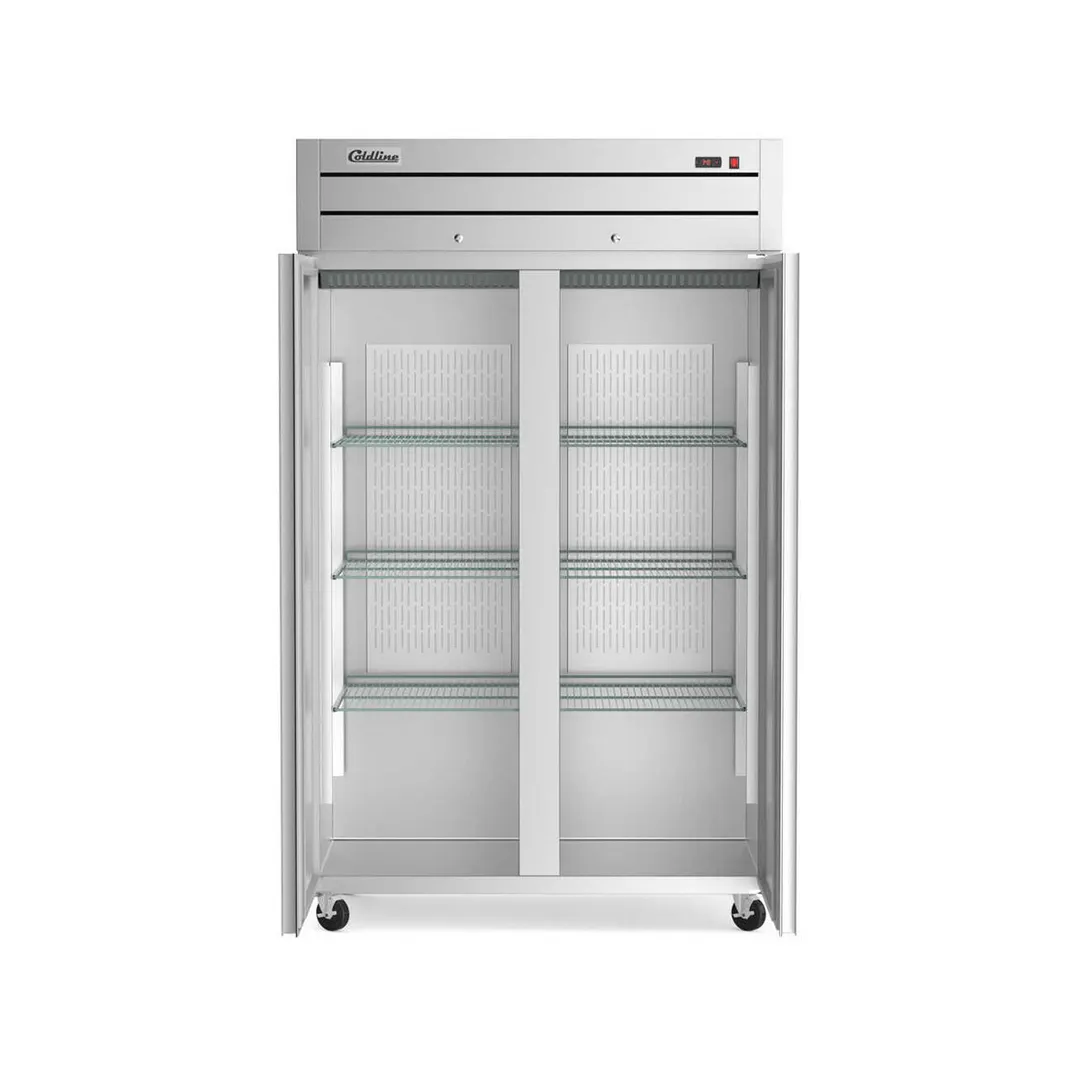 Coldline C-2RR-TM 54" 2-Solid Door Reach-In Refrigerator, 43.93 cu. ft., Top Mounted