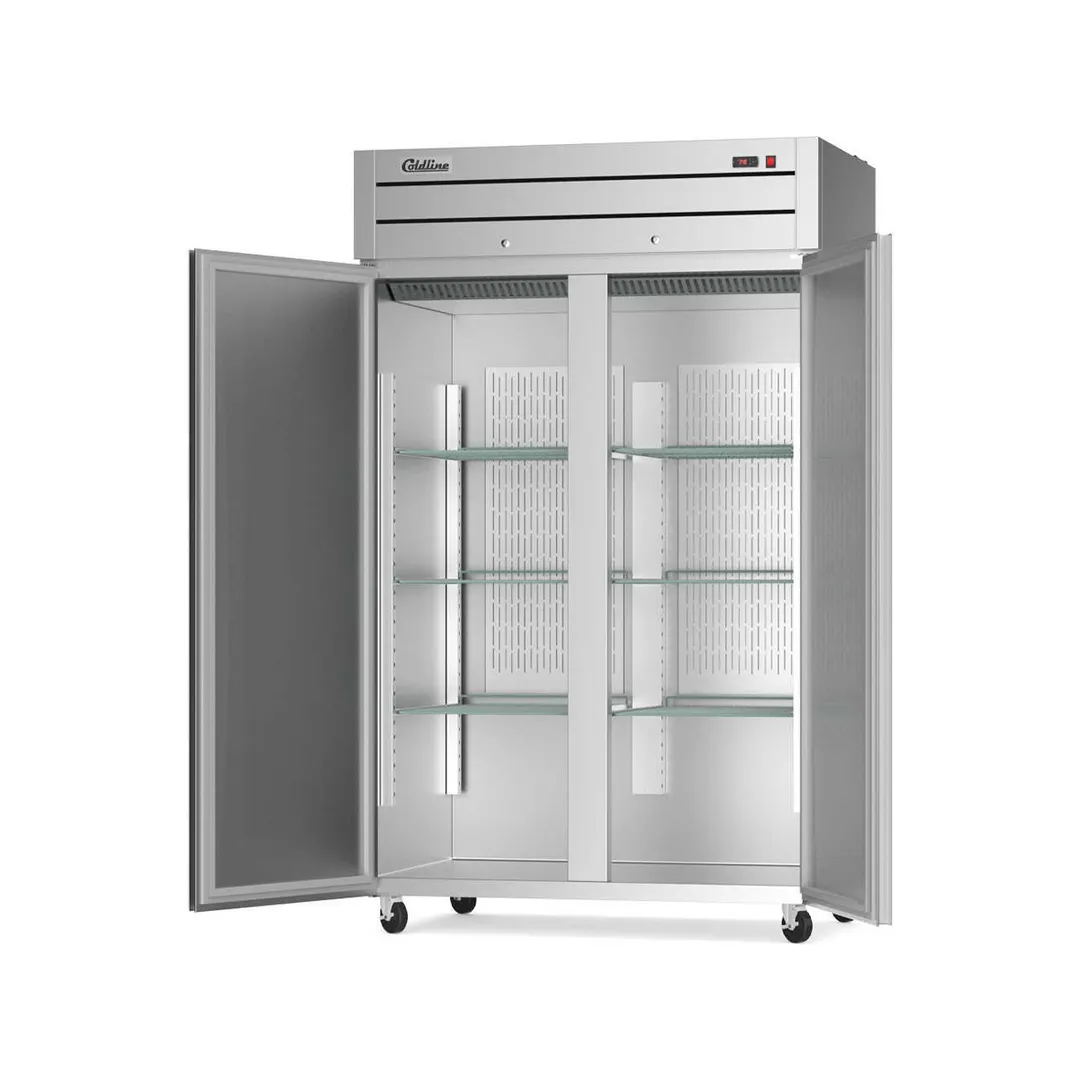 Coldline C-2RR-TM 54" 2-Solid Door Reach-In Refrigerator, 43.93 cu. ft., Top Mounted
