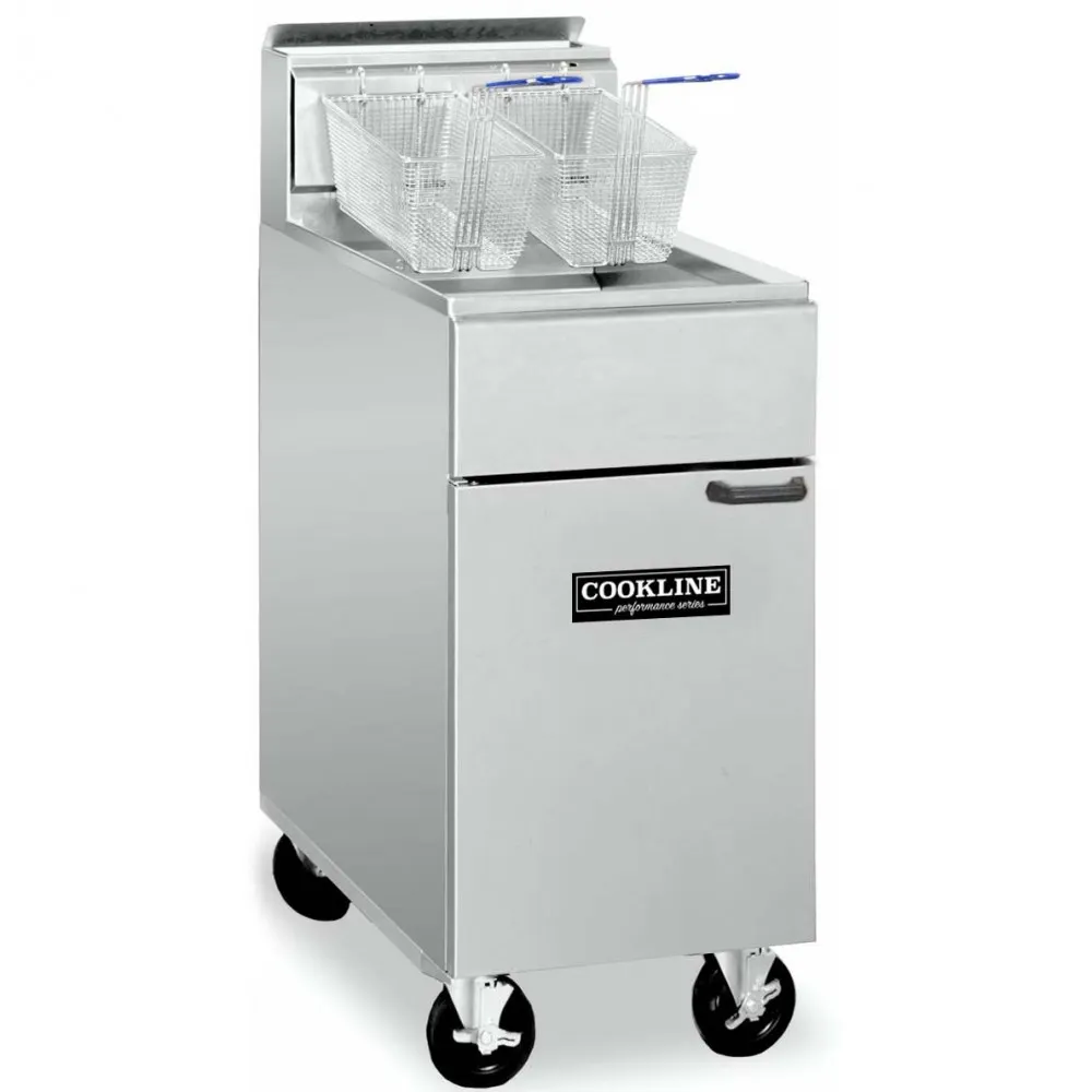 Cookline CF50-NG 15" Floor Model Natural Gas Full Pot Fryer with 55 Lbs, 120.000 BTU