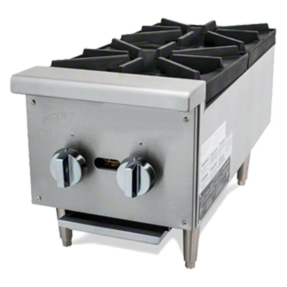 Cookline CHP-12-2 11" Countertop Gas Hotplate with Manual Controls, (2) 25,000 Btu Burners