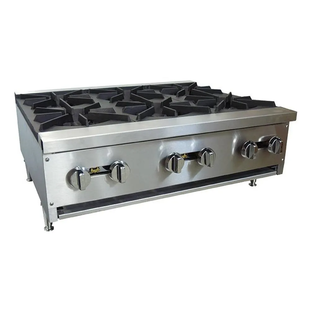 Cookline CHP-36-6 35" Countertop Gas Hotplate with Manual Controls, (6) 25,000 Btu Burners